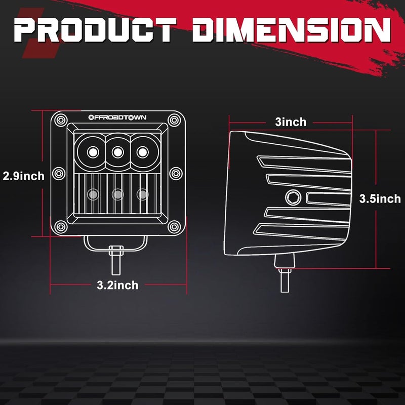 OFFROADTOWN LED Cubes, 3inch 120W CREE LED Pods Driving Lights Cubes Ditch Light Off Road Lights Reverse Light for Truck Pickup UTV ATV SUV Boat 4x4 Car - Combo - Image 2